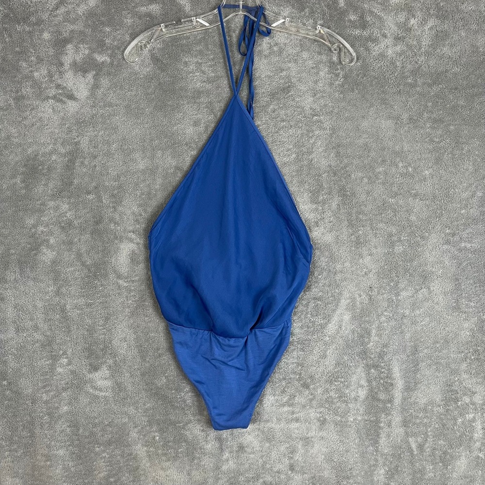 Free People Halter Neck Bodysuit Womens XS Blue Soft Luxe Festival NWT